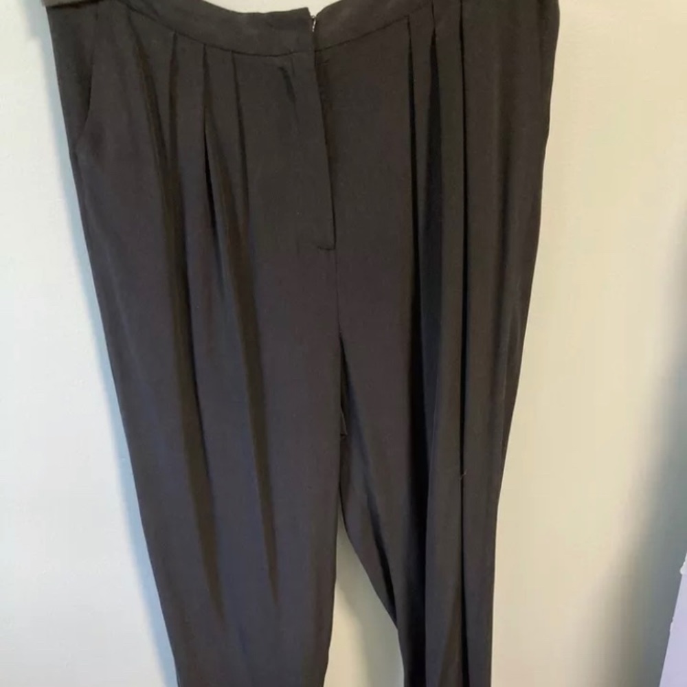 NEW MILLY PANTS KERRY SILK PLEATED LOOSE Black 12